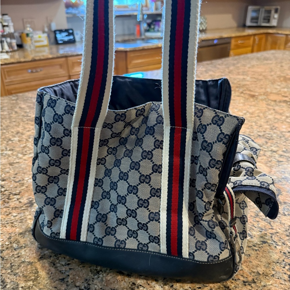 Vintage and Authentic Gucci Monogram Canvas Dog Carrier